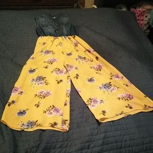 Girls Ankle length jean top Romper with locket.